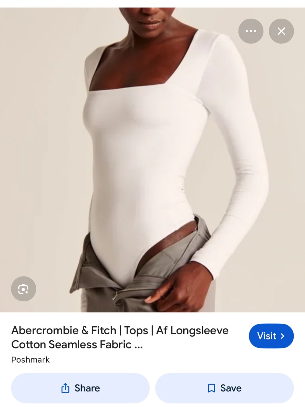 Abercrombie & Fitch White Square Neck Long Sleeve Bodysuit